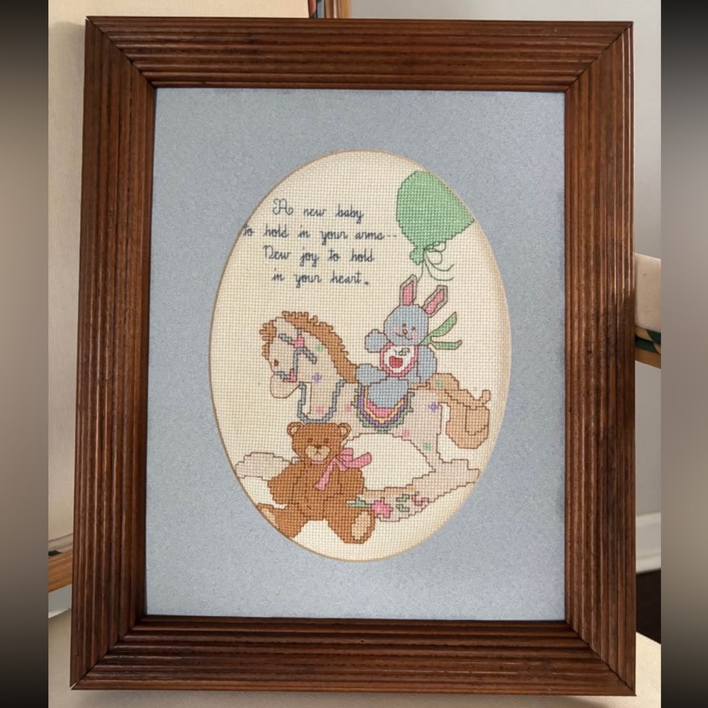 Vintage Framed Cross-Stitch
